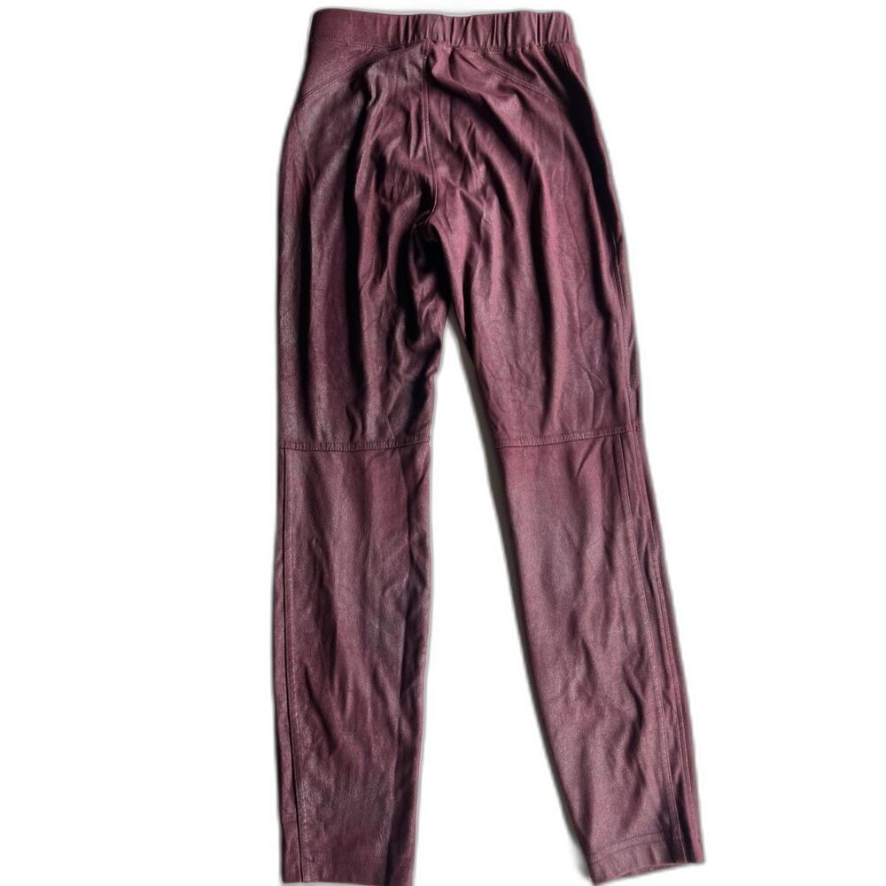 Free People Midnight Vegan Faux Suede Leather Leggings in deep burgundy XS NWOT